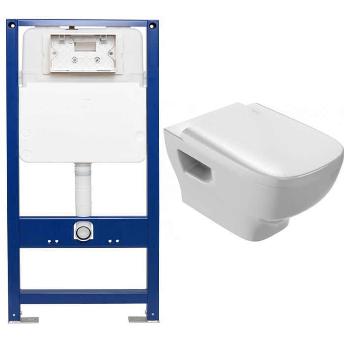 Комплект унитаз Jacob Delafon Struktura EDE102-00 безободковый + инсталляция San More Leggero SMI971901