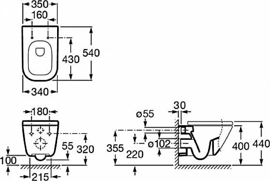 Комплект Чаша Roca Gap 34647L000 + Крышка-сиденье с микролифтом + Инсталляция Geberit Duofix Delta 458.124.21.1 3 в 1 с кнопкой смыва + Шумоизоляция