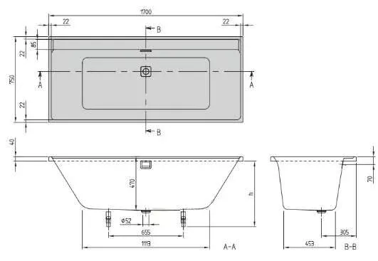 Акриловая ванна Villeroy & Boch Collaro 170х75 UBA170COR2DV-RW