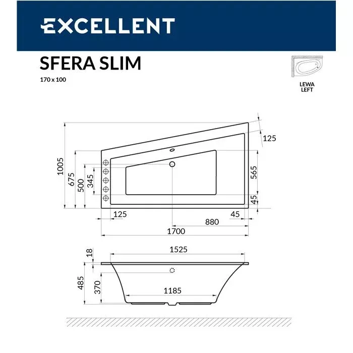 Акриловая ванна Excellent Sfera 170х100 WAEX.SFL17S.SOFT.BR бронза, белый