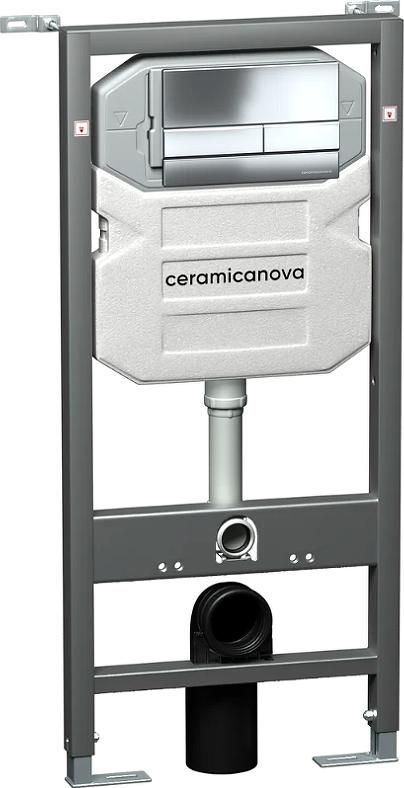 Комплект инсталляция с подвесным унитазом Ceramica Nova Metropol CN4002MB_1002CH_1000 с сиденьем микролифт и клавишей смыва хром