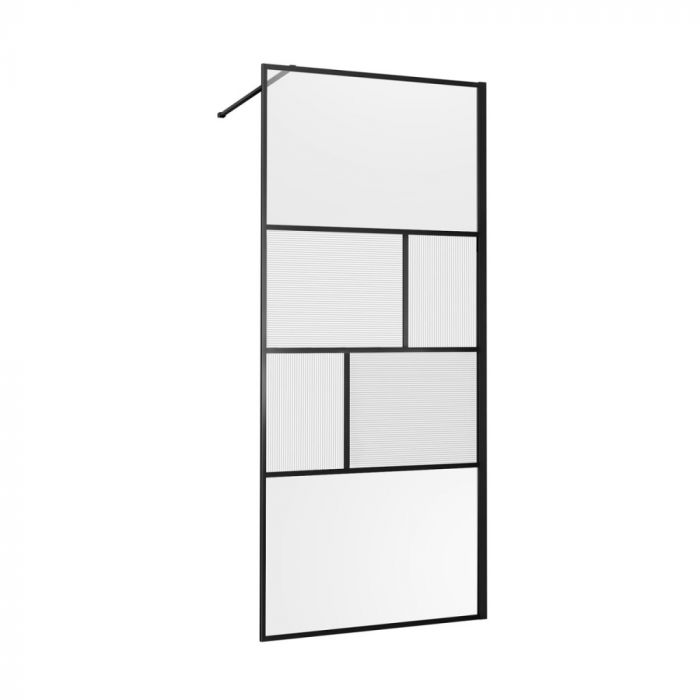 Душевая перегородка Vincea Walk-In HC Art VSW-1HC900CFB 90 см, матовый черный, стекло прозрачное/рифленое