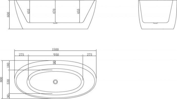 Акриловая ванна BelBagno 150х80 BB404-1500-800