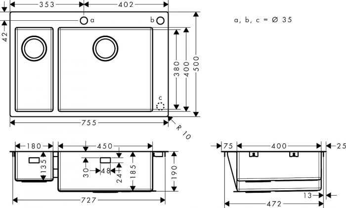 Кухонная мойка Hansgrohe S71 S712-F655 43310800