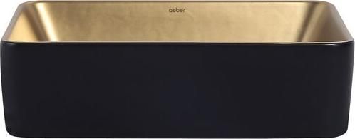 Раковина накладная Abber Rechteck AC2212BG, золото матовое/черный