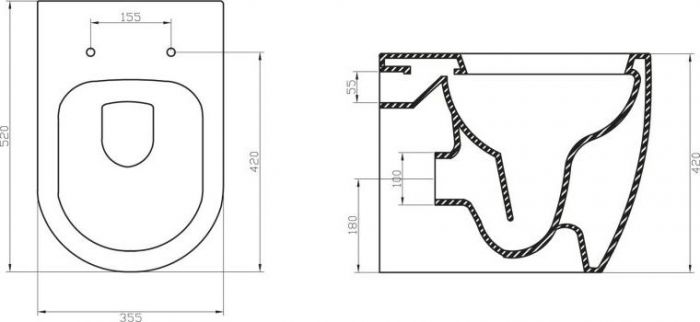 Приставной унитаз BelBagno Marino BB105CBR безободковый
