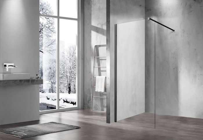 Душевая перегородка Vincea Walk-In VSW-1H700CLB 70 см, черный, стекло прозрачное