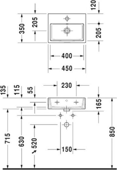 Раковина 45 см Duravit Vero Air 0724450000