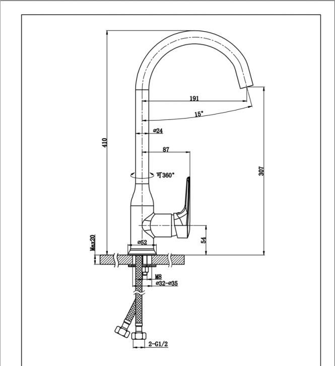 Смеситель для кухни Bravat Arden F7351385BC-RUS, черный