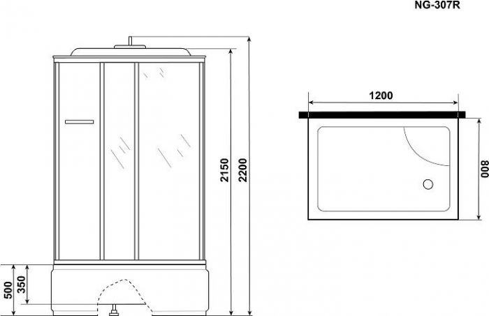 Душевая кабина Niagara Ultra 120x80 NG-307-01R 3070164R правая, профиль хром, стекло прозрачное с полосой