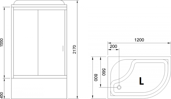 Душевая кабина 120х80 см Royal Bath BK RB8120BK2-T-CH-L стекло прозрачное с гидромассажем