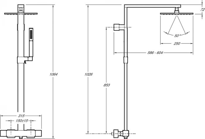 Душевая стойка Jacob Delafon Strayt E98321-CP