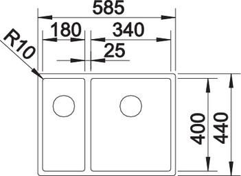 Кухонная мойка Blanco Claron 340/180-U 521609 чаша слева