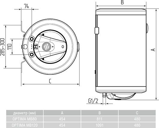 Накопительный водонагреватель Metalac Оptima MB 80 PKL R 159489 80 л белый, левое подключение