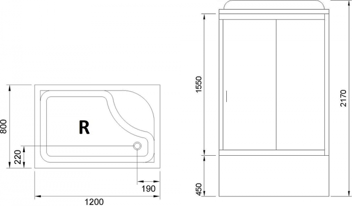 Душевая кабина 120х80 см Royal Bath BP RB8120BP5-WT-R стекло прозрачное