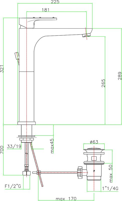 Смеситель Fiore Kyma Sky 78CR8126 для раковины