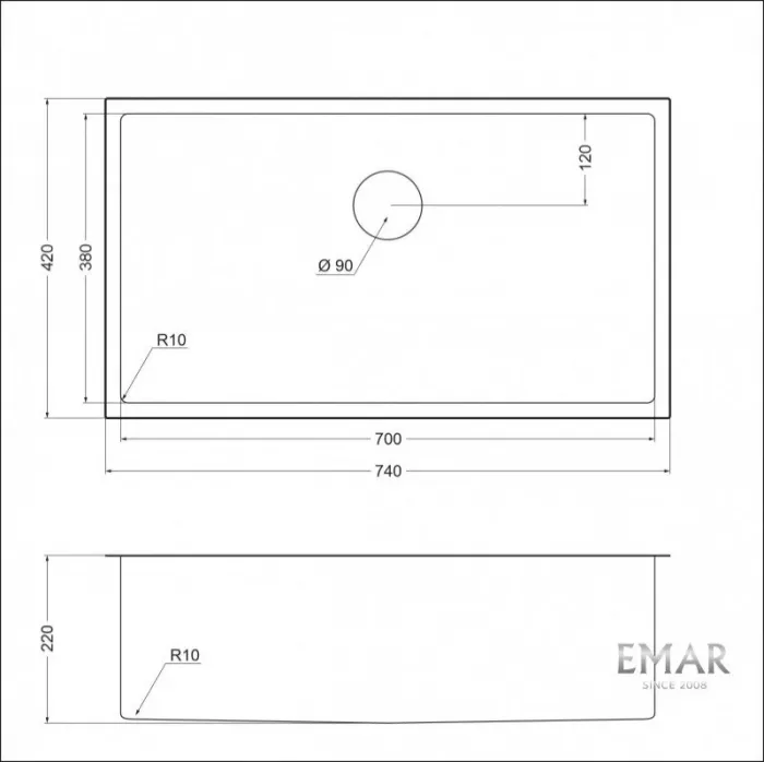Кухонная мойка Emar Best EMB-133 PVD Nano Satine серый