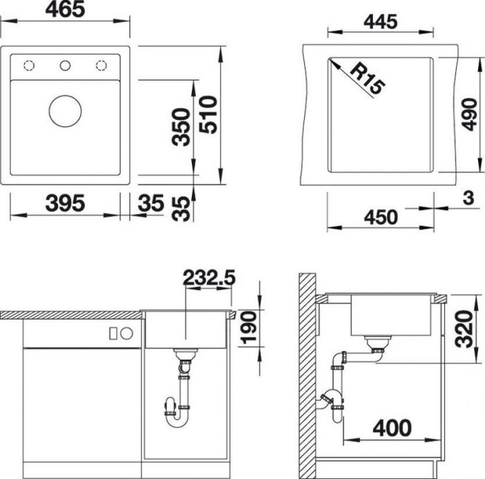 Кухонная мойка Blanco Dalago 45 518846 тёмная скала
