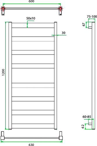 Полотенцесушитель водяной Grota Brezza 63x120