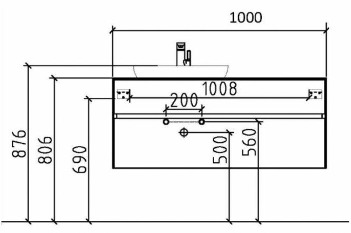 Тумба с раковиной Black&White Universe 100 907U1000-1, белый матовый