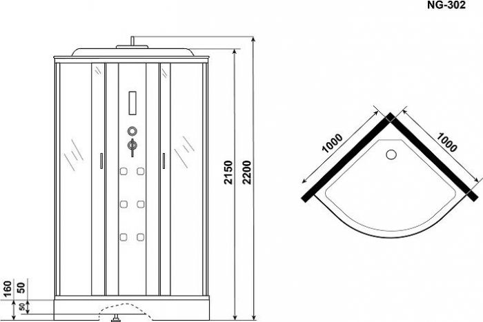 Душевая кабина Niagara Ultra 100x100 NG-302-01 3020164, профиль хром, стекло прозрачное