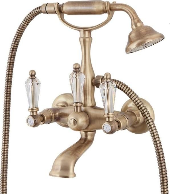 Смеситель для ванны с душем CAPRIGO Adria Swarovski 01-010 bronze двухрычажный лейка в комплекте бронза