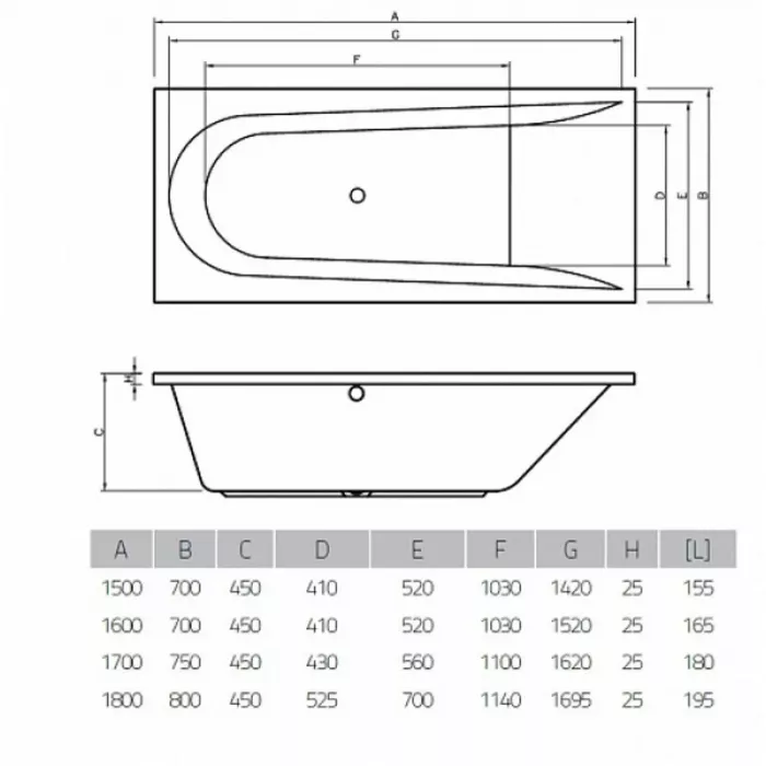 Акриловая ванна Vayer Boomerang 150х70 Гл000023945 белый