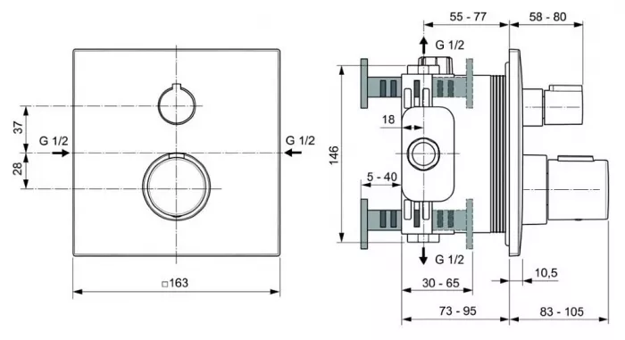 Смеситель для ванны с душем Ideal Standard Ceratherm A7522A5 черный