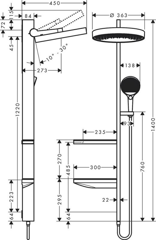 Душевая стойка Hansgrohe Rainfinity Showerpipe 360 26842700, белый матовый