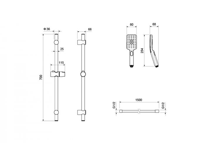 Комплект для ванны Aquatek Лира AQ1431CR хром