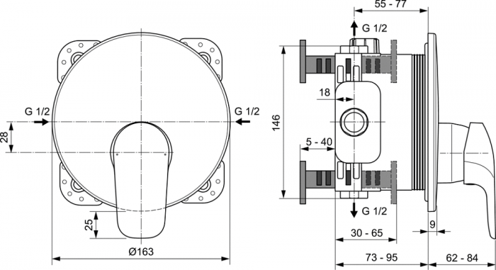Смеситель Ideal Standard Ceraflex A6724AA для душа, хром