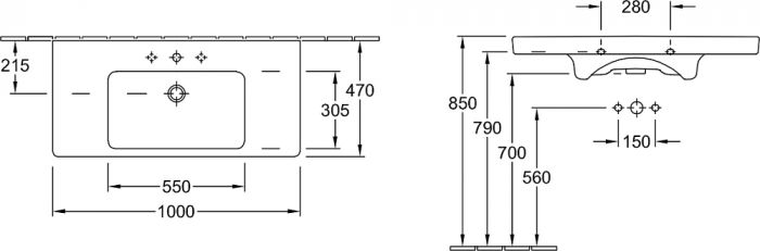 Тумба с раковиной Villeroy & Boch Subway 2.0 100 eiche graphit